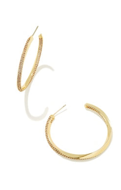 Ella Hoop Earrings Gold White Cz Jewelry Kendra Scott   