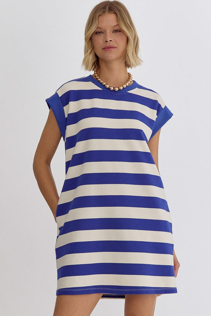 Saylor Stripes Royal Dress Clothing Entro   