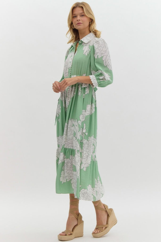 Floral Cascade Midi Dress Clothing Peacocks & Pearls Lexington