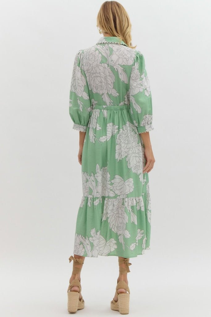 Floral Cascade Midi Dress Clothing Peacocks & Pearls Lexington