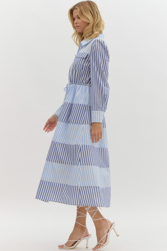 Coastal Stripes Midi Dress Clothing Peacocks & Pearls Lexington