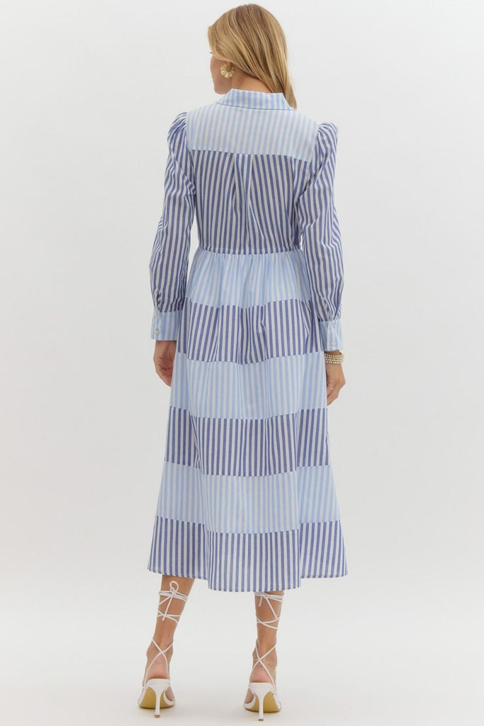 Coastal Stripes Midi Dress Clothing Peacocks & Pearls Lexington