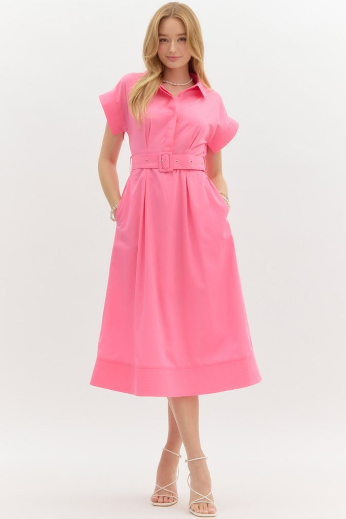 Pink Allure Midi Dress Clothing Peacocks & Pearls Lexington