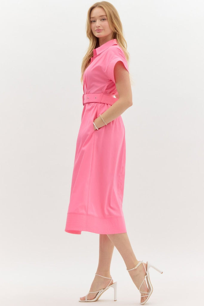 Pink Allure Midi Dress Clothing Peacocks & Pearls Lexington