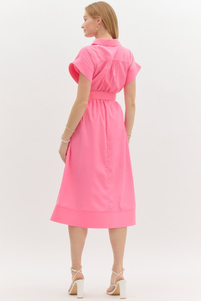 Pink Allure Midi Dress Clothing Peacocks & Pearls Lexington