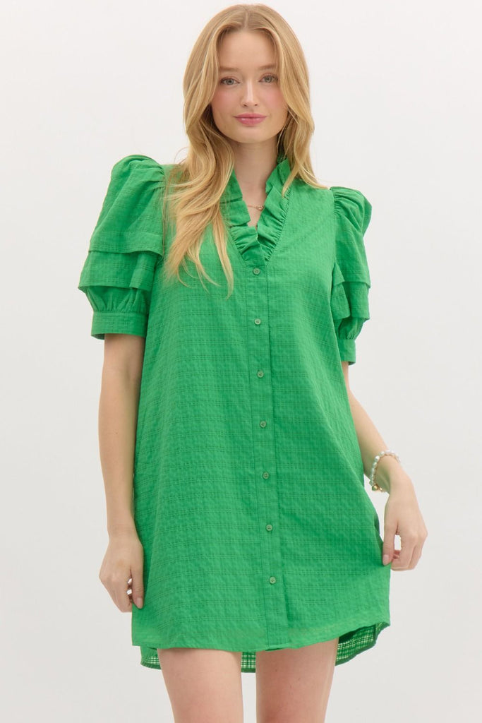 Green Buttoned Breeze Dress Clothing Peacocks & Pearls Lexington