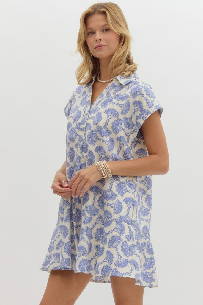 Blue Breezy Bay Dress Clothing Peacocks & Pearls Lexington