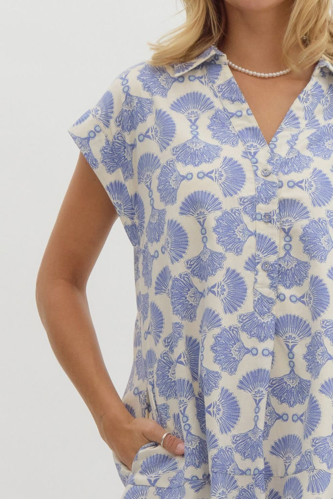 Blue Breezy Bay Dress Clothing Peacocks & Pearls Lexington