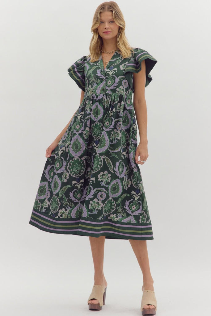 Shaded Iris Midi Dress Clothing Peacocks & Pearls Lexington