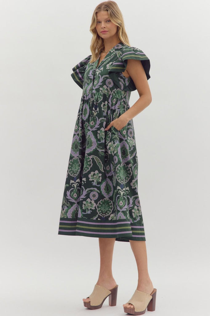 Shaded Iris Midi Dress Clothing Peacocks & Pearls Lexington