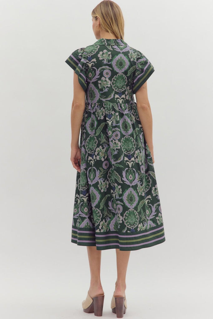 Shaded Iris Midi Dress Clothing Peacocks & Pearls Lexington