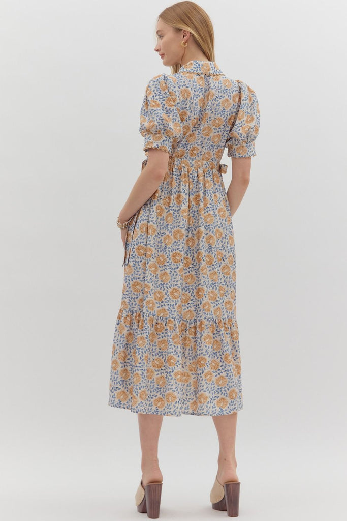 Blue Harvest Midi Dress Clothing Peacocks & Pearls Lexington