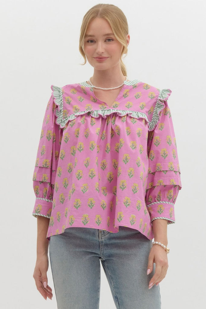 Pippy Pattern Top Clothing Peacocks & Pearls Lexington Pink S