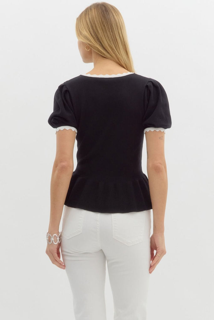 Scalloped Peplum Top Clothing Peacocks & Pearls Lexington