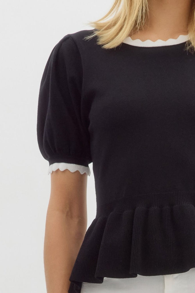 Scalloped Peplum Top Clothing Peacocks & Pearls Lexington