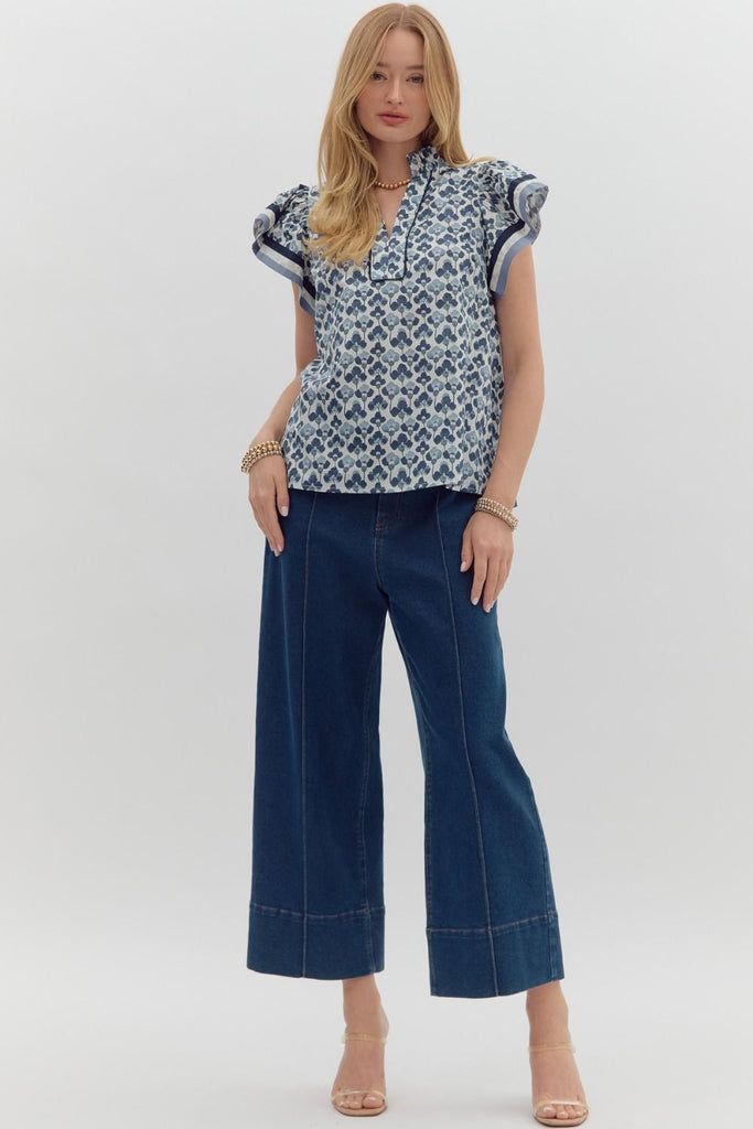 Blue Press Top Clothing Peacocks & Pearls Lexington