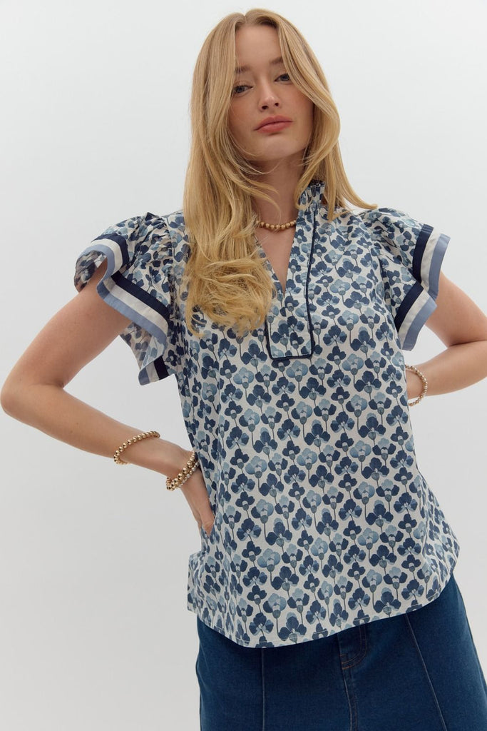 Blue Press Top Clothing Peacocks & Pearls Lexington