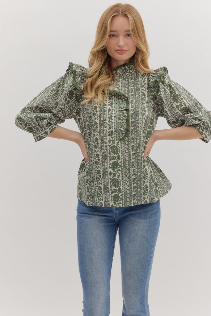 Olive Stone Top Clothing Peacocks & Pearls Lexington
