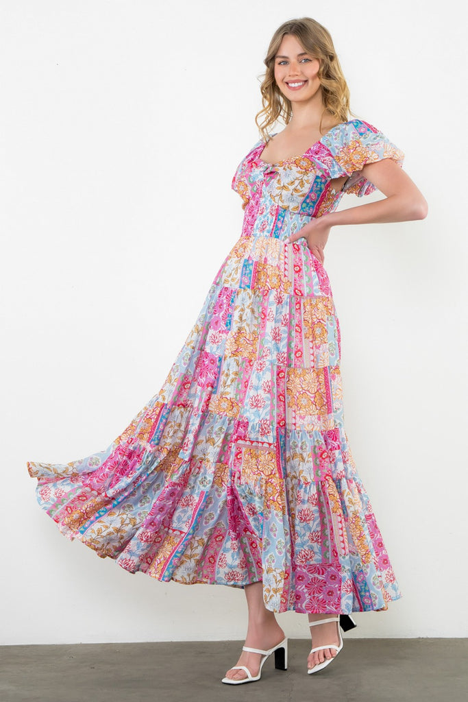 Patchwork Paradise Maxi Dress Clothing Peacocks & Pearls Lexington