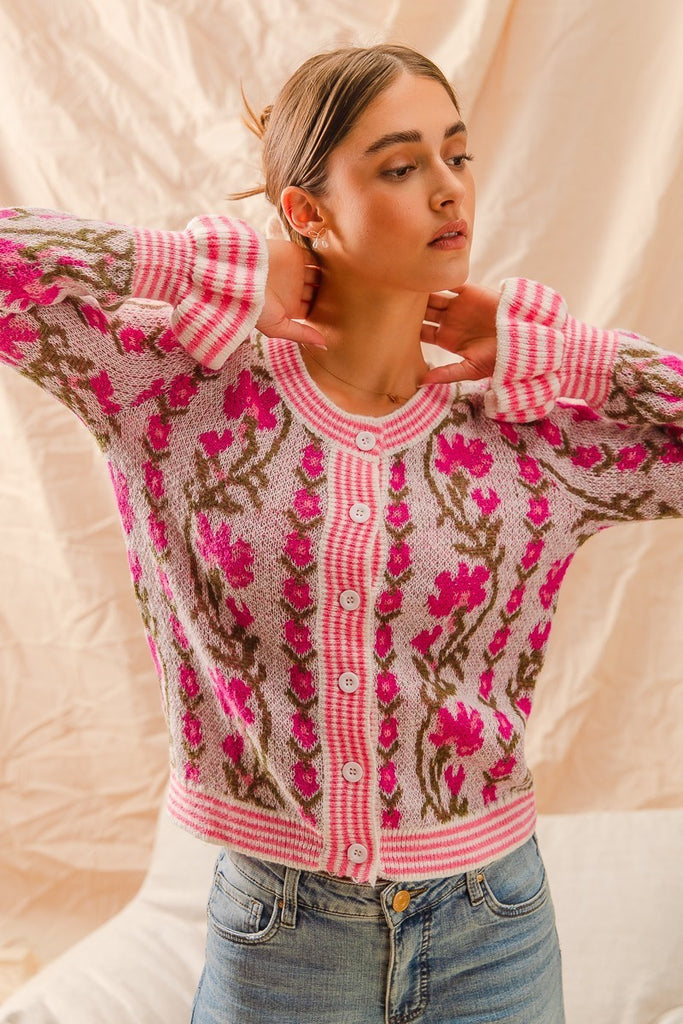 In Full Bloom Sweater Clothing Peacocks & Pearls Lexington Pink S