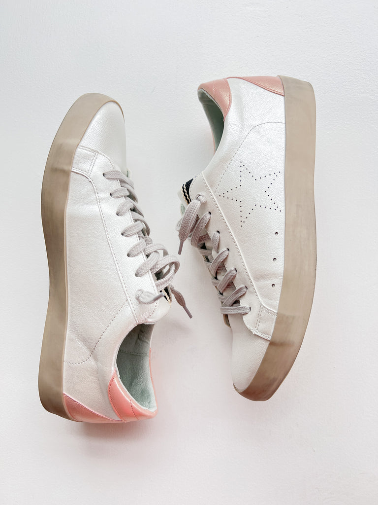 Mia Low Top Pearled Star Sneaker W/ Pink Back Shoes Shu Shop   