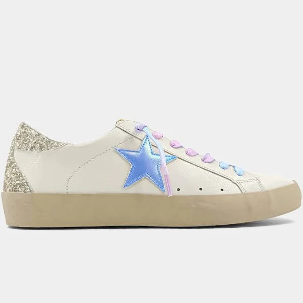 Paula Metallic Blue Low Top Sneaker Shoes Shu Shop   