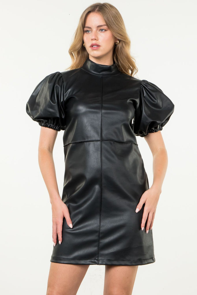 Daring Diva Puff Slv Leather Dress Clothing Peacocks & Pearls Lexington   