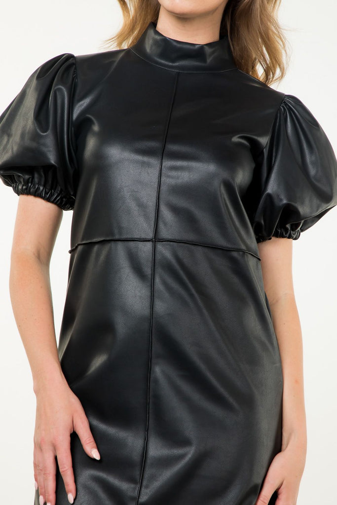 Daring Diva Puff Slv Leather Dress Clothing Peacocks & Pearls Lexington   