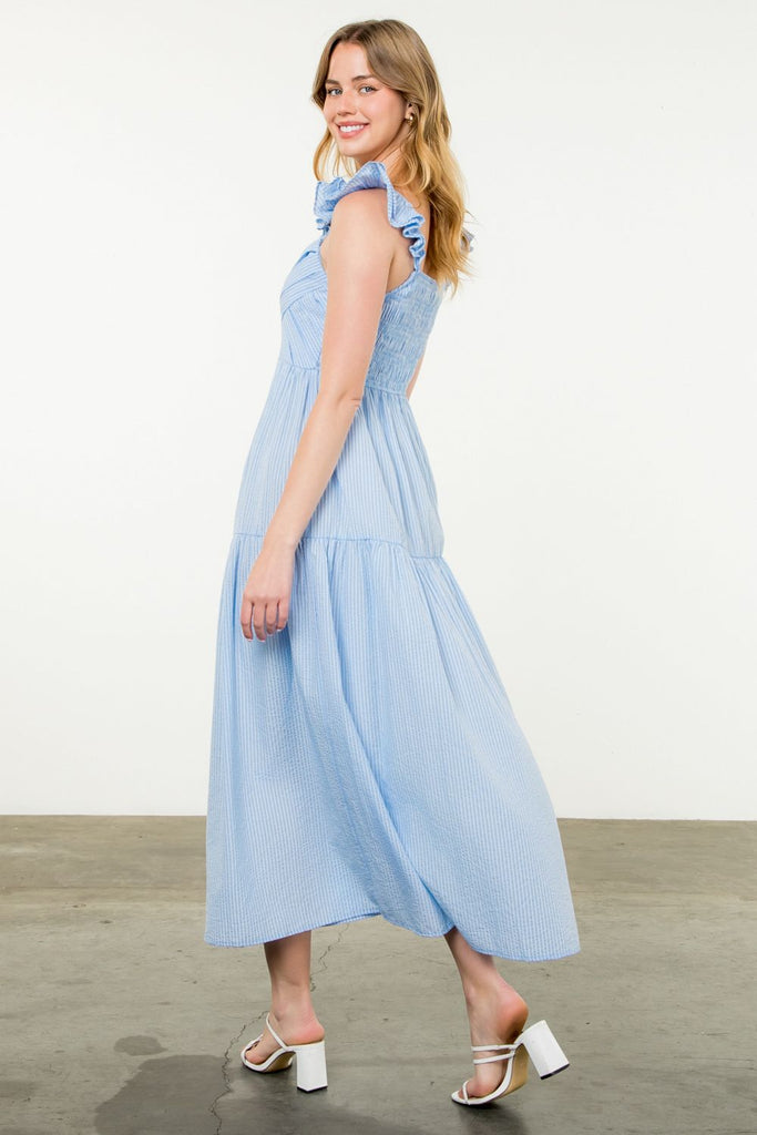 market midi dress Farmers Market Ready Chevron Midi Dress Blue green / L