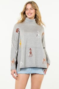 Off To The Races Sweater Clothing Peacocks & Pearls Lexington Heather Gray XS 