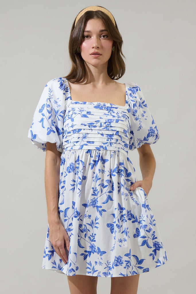 Leya Floral Pleated Dress Clothing Peacocks & Pearls Lexington