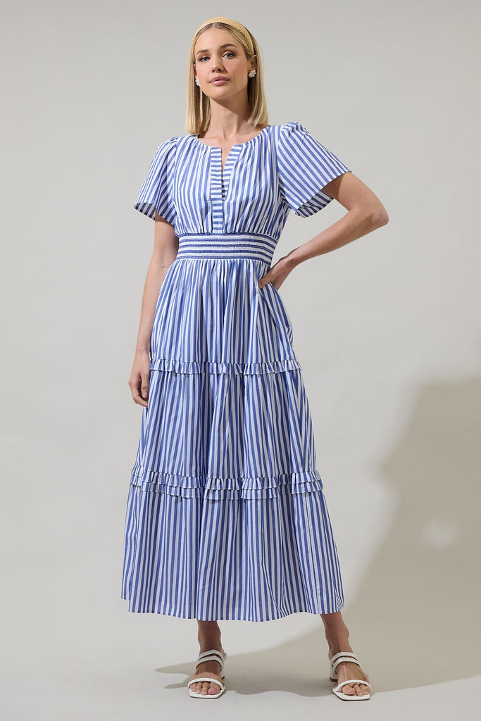 Brandy Striped Tiered Maxi Dress Peacocks & Pearls Lexington Brandy Striped Tiered Maxi Dress Peacocks & Pearls Lexington