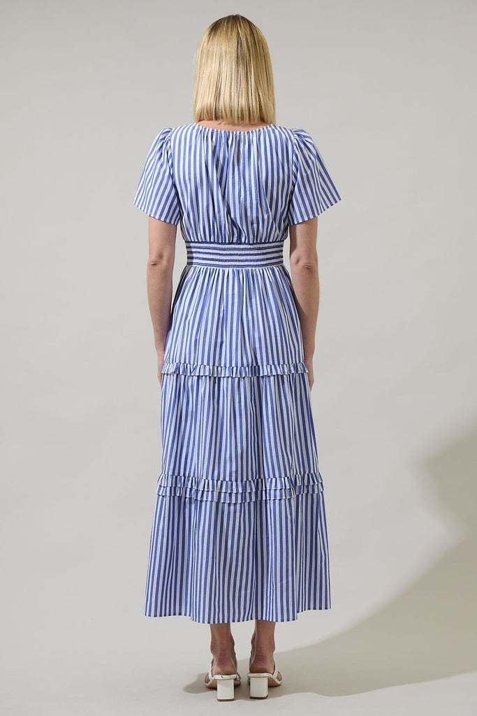 Brandy Striped Tiered Maxi Dress Clothing Peacocks & Pearls Lexington