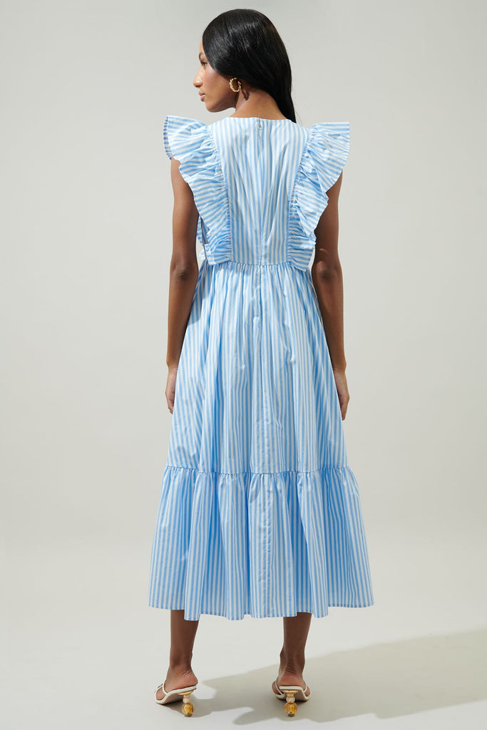 Striped Fairness Poplin Midi Dress Clothing SugarLips   