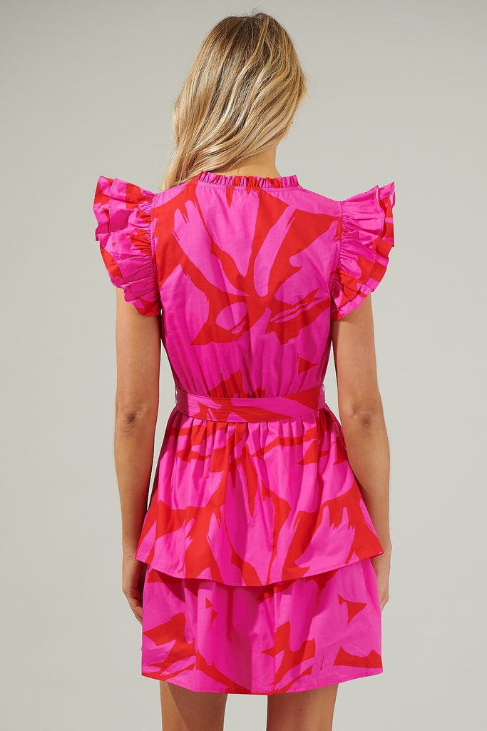 Jolene Abstract Marisol Tiered Mini Dress Clothing SugarLips   