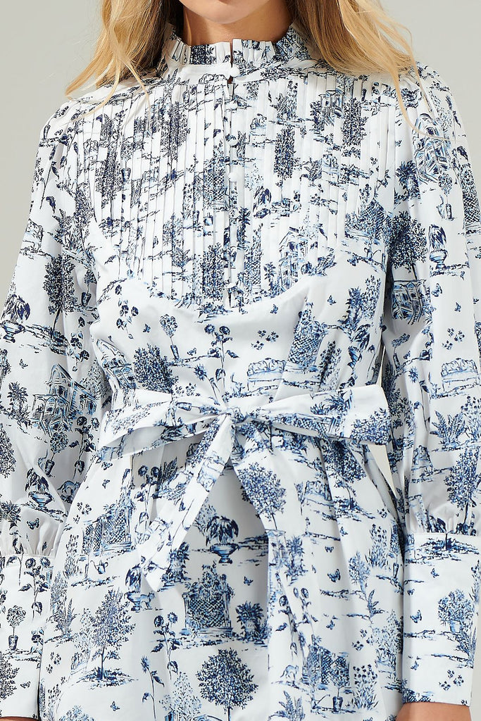 Renzo Toile Beacher Pintuck Shift Dress Clothing SugarLips   