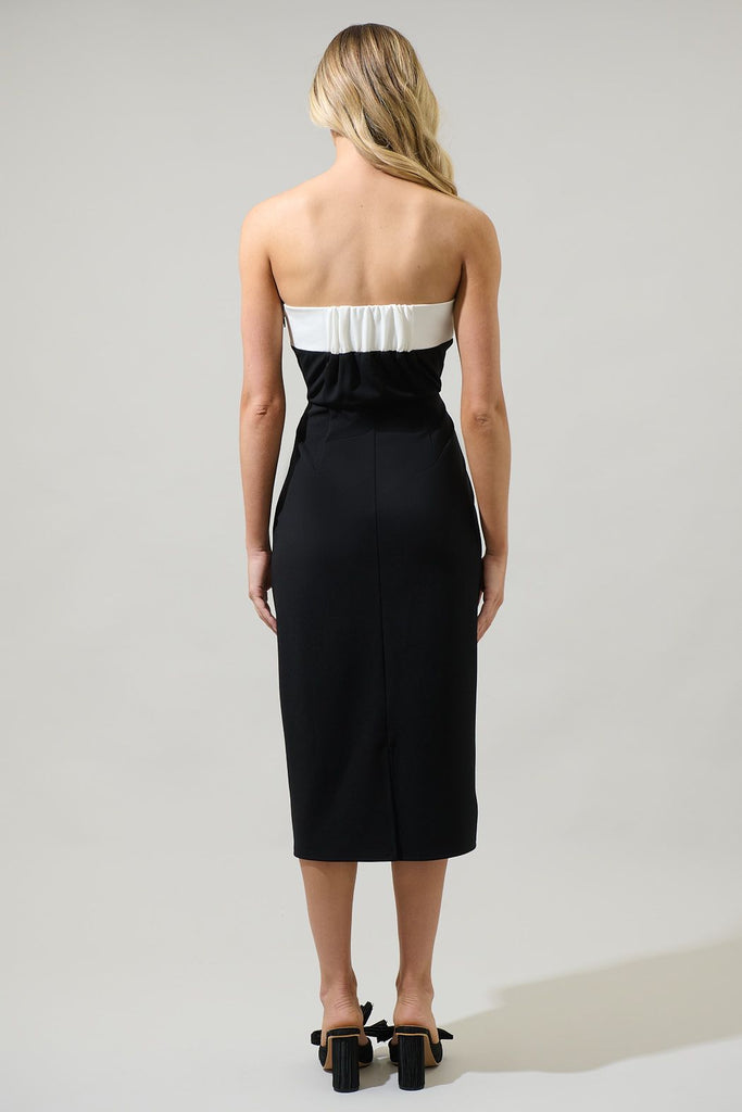 Stella Strapless Color Block Midi Dress Clothing Peacocks & Pearls Lexington   