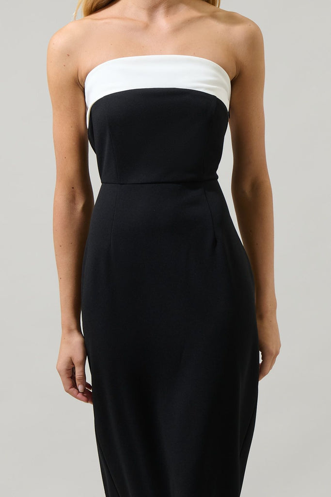 Stella Strapless Color Block Midi Dress Clothing Peacocks & Pearls Lexington   