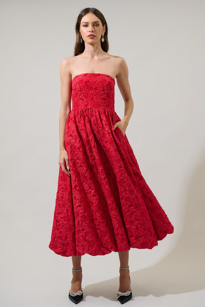 Arielle Jacquard Belle Strapless Maxi Dress Clothing Peacocks & Pearls Lexington   