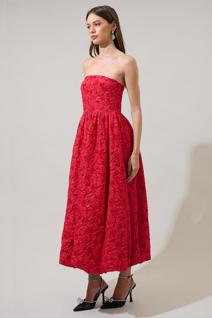 Arielle Jacquard Belle Strapless Maxi Dress Clothing Peacocks & Pearls Lexington   