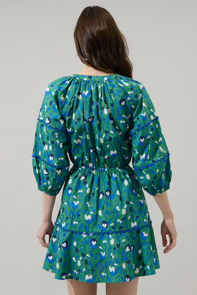 Laury Floral Dabria Split Neck Dress Clothing Peacocks & Pearls Lexington   