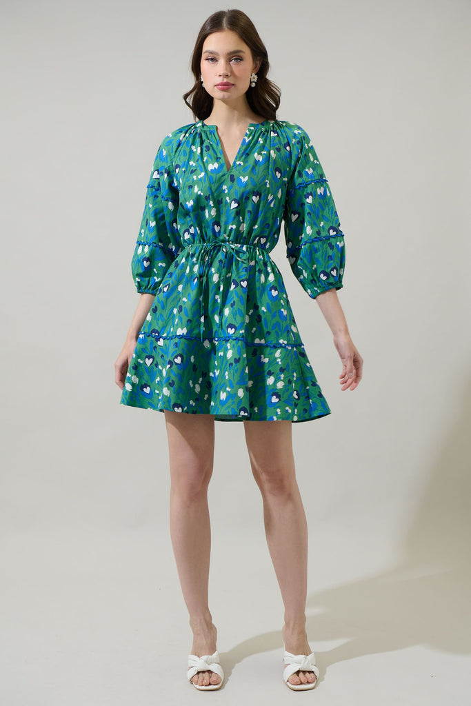Laury Floral Dabria Split Neck Dress Clothing Peacocks & Pearls Lexington   