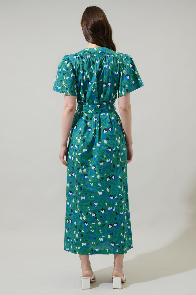 Laury Floral Mile Button Down Midi Dress Clothing Peacocks & Pearls Lexington   