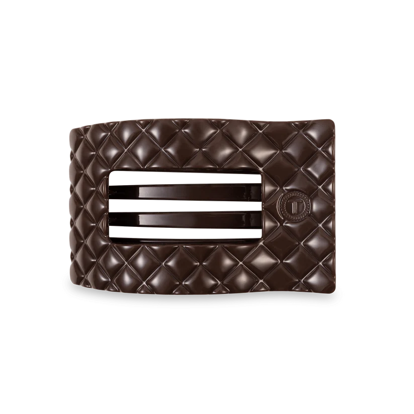 Medium Flat Rectangular Hair Clip Accessory Peacocks & Pearls Lexington Chocolate Brown