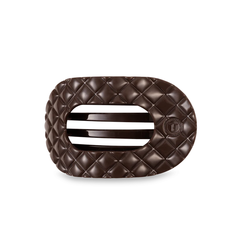 Medium Round Flat Hair Clip Accessory Peacocks & Pearls Lexington Chocolate Brown
