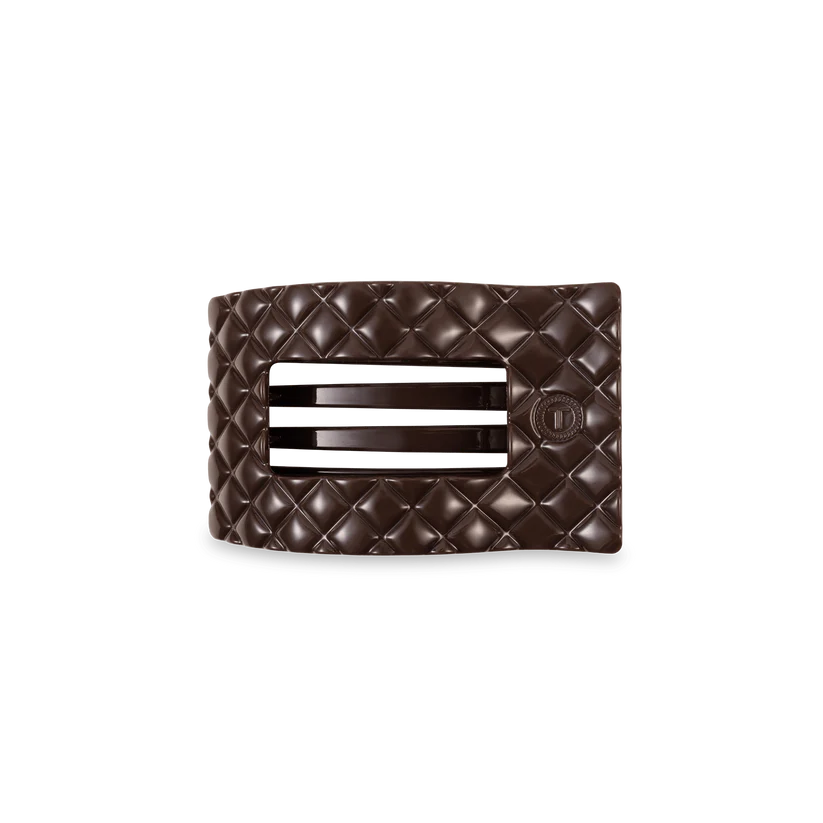 Small Flat Rectangular Hair Clip Accessory Peacocks & Pearls Lexington Chocolate Brown