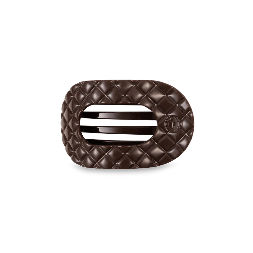 Small Round Flat Hair Clip Accessory Peacocks & Pearls Lexington Chocolate Brown