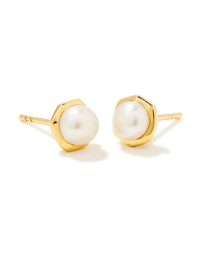 Davie Pearl Stud Earrings 18K Gold Vermeil Jewelry Peacocks & Pearls Lexington