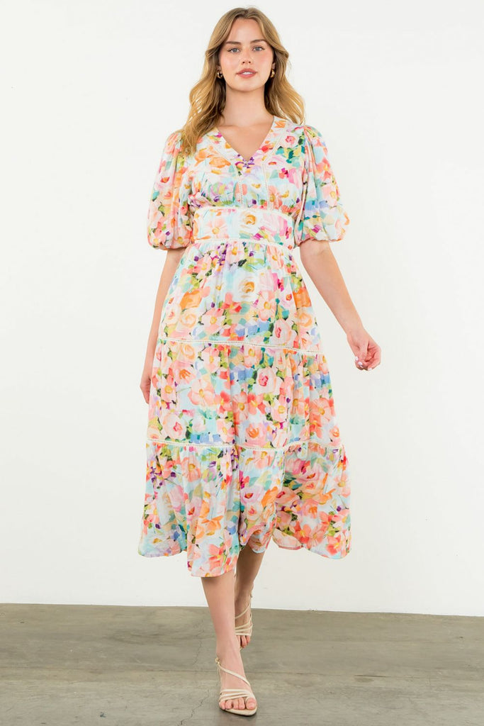 Sunset Bouquet Midi Dress Clothing Peacocks & Pearls Lexington