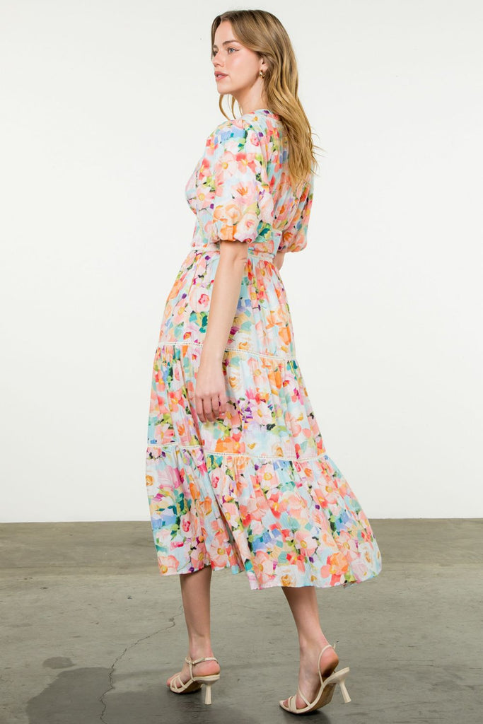 Sunset Bouquet Midi Dress Clothing Peacocks & Pearls Lexington